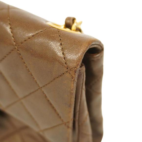Chanel Shoulder Bag Matelasse Chain Lambskin Brown Women's - Picture 14 of 15